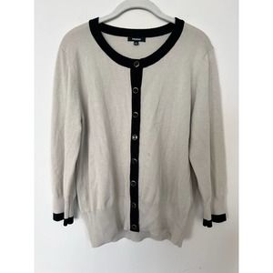 Cream and Black Button Down Cardigan